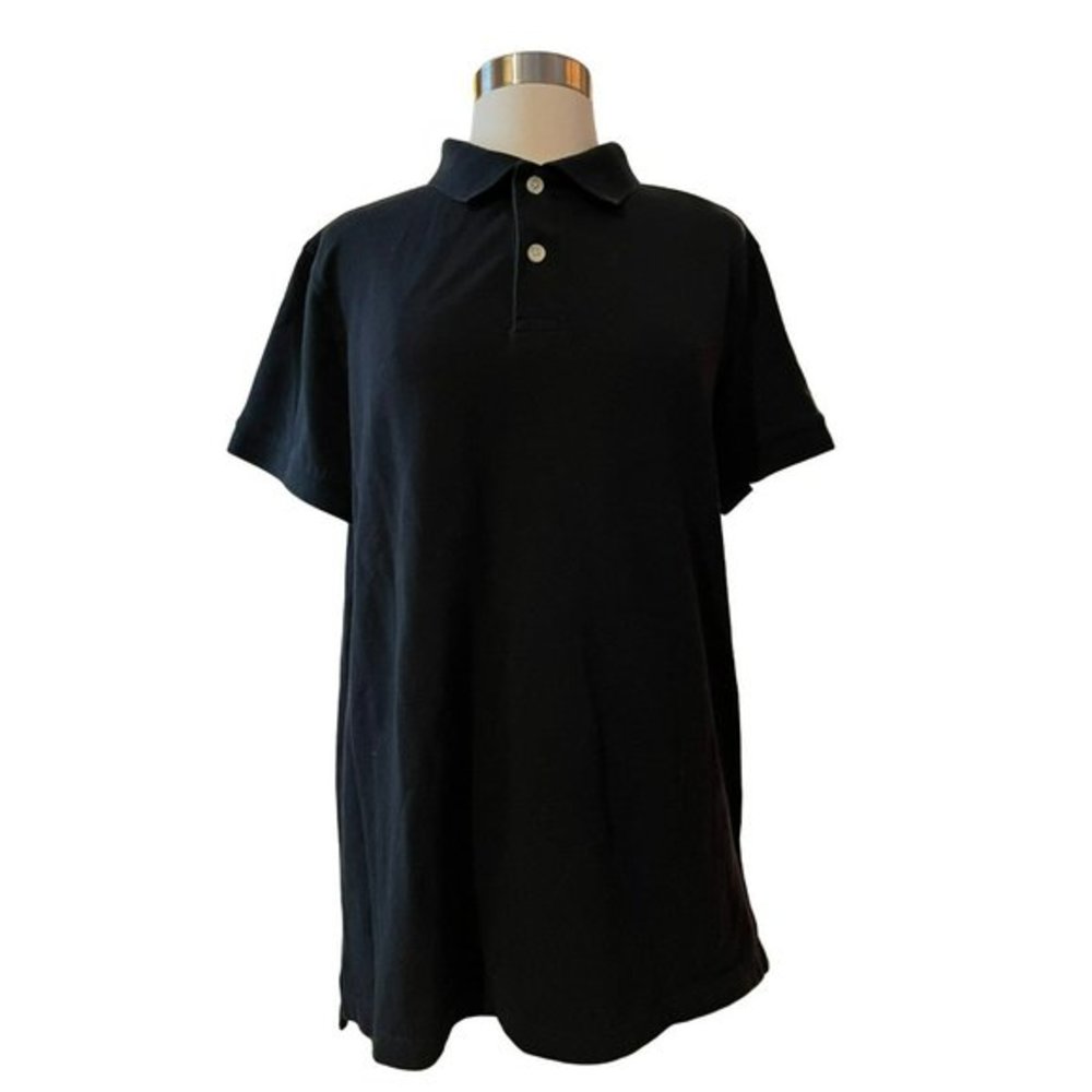 Goodfellow & Co Men's Black Pique Polo Top with Short Sleeves - L